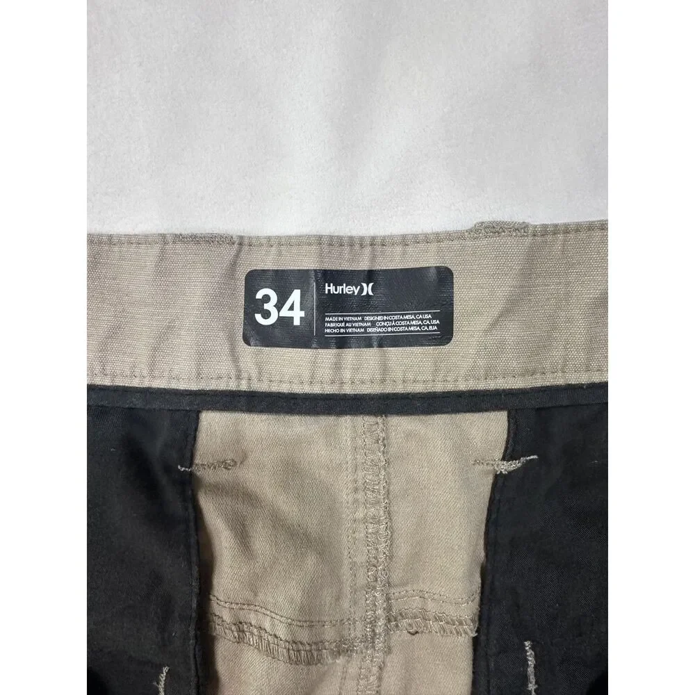 Hurley H2O-Dri Breathe Men's Walkshorts Size 34 Khaki Chino Stretch Golf Shorts